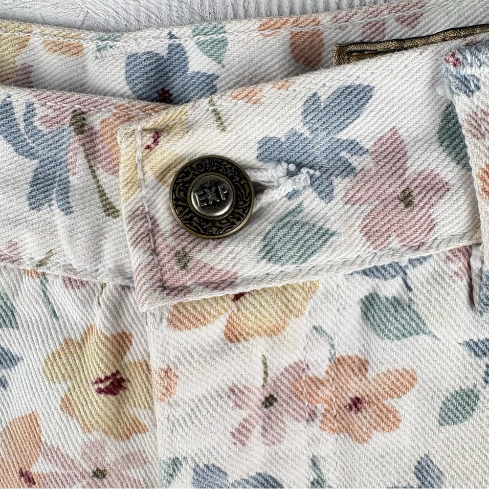 VTG EXP Spirit of Nimes Express Floral Print Women's Jeans Shorts 26” High Waist - Picture 6 of 8